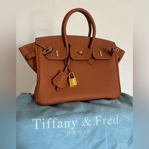 Tiffany & Fred Tan Leather Birkin Inspired Satchel
